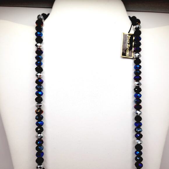 Vintage Joan Rivers Multistrand Purple Blue Silver Beaded Necklace - Picture 2 of 11